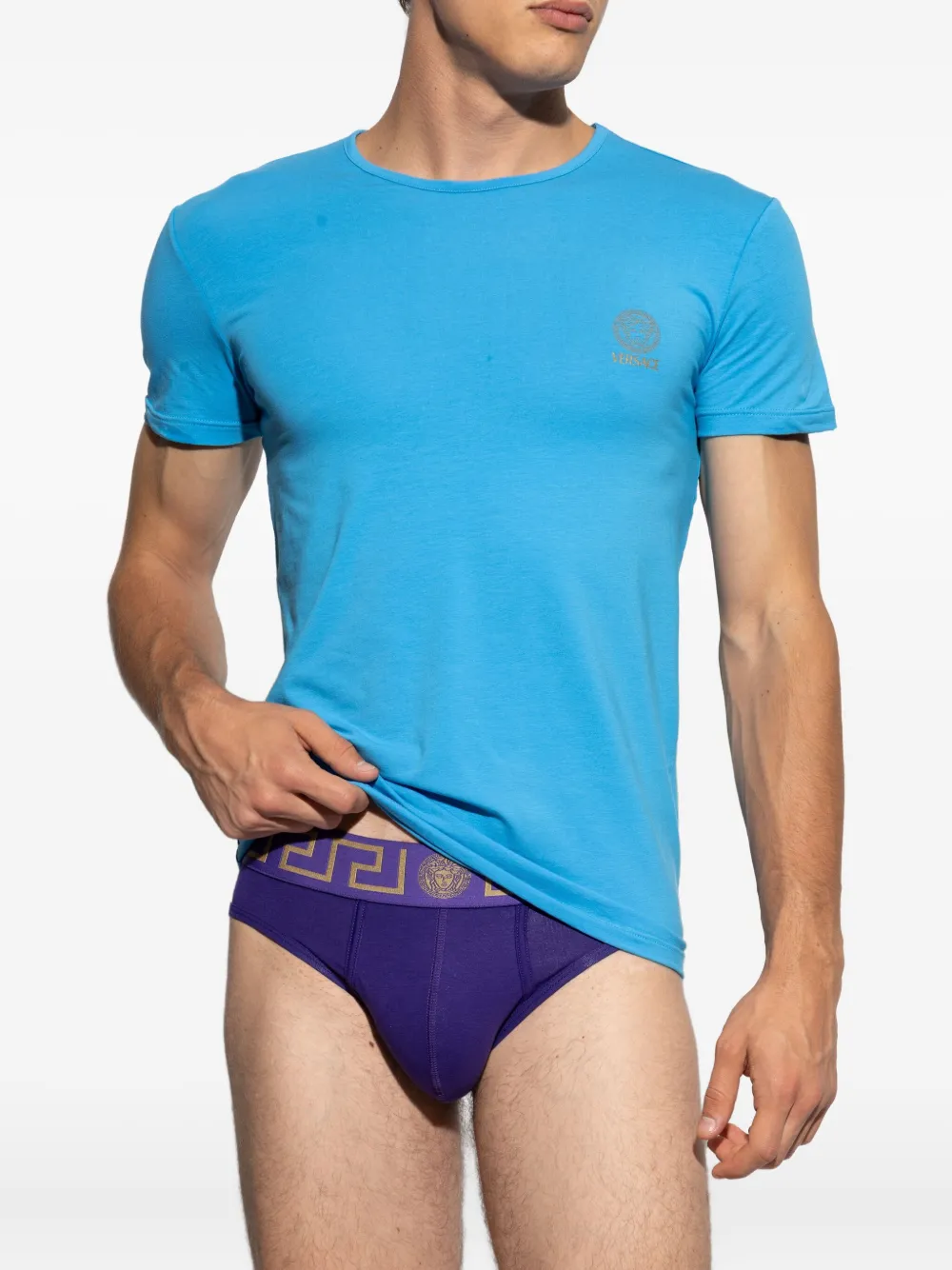 Versace T-shirt met logo - Blauw