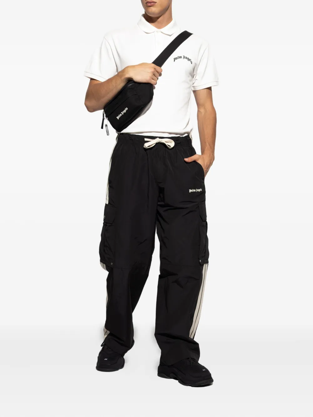 Palm Angels logo-print polo shirt Wit