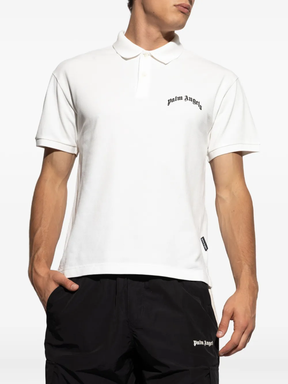 Palm Angels logo-print polo shirt Wit