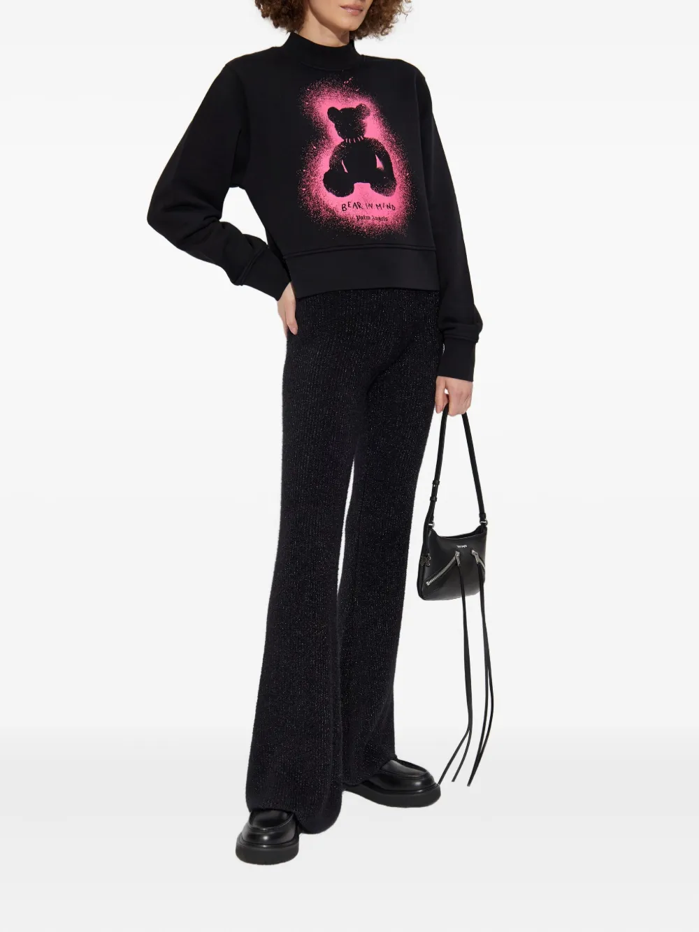 Palm Angels bear spray-paint sweatshirt Zwart