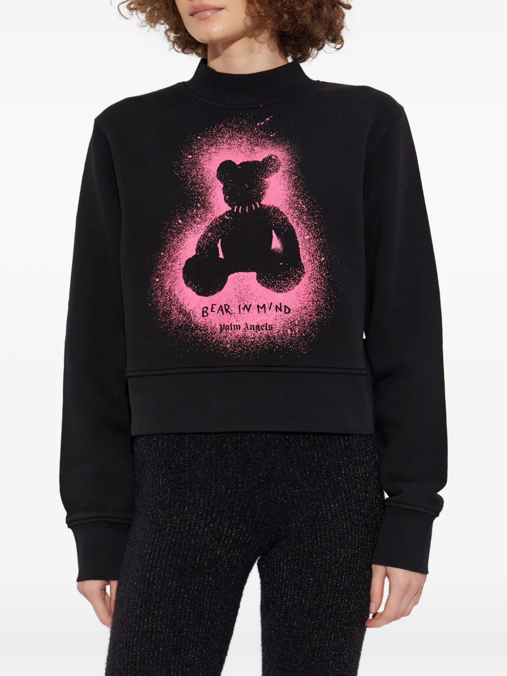 Palm Angels bear spray-paint sweatshirt Zwart