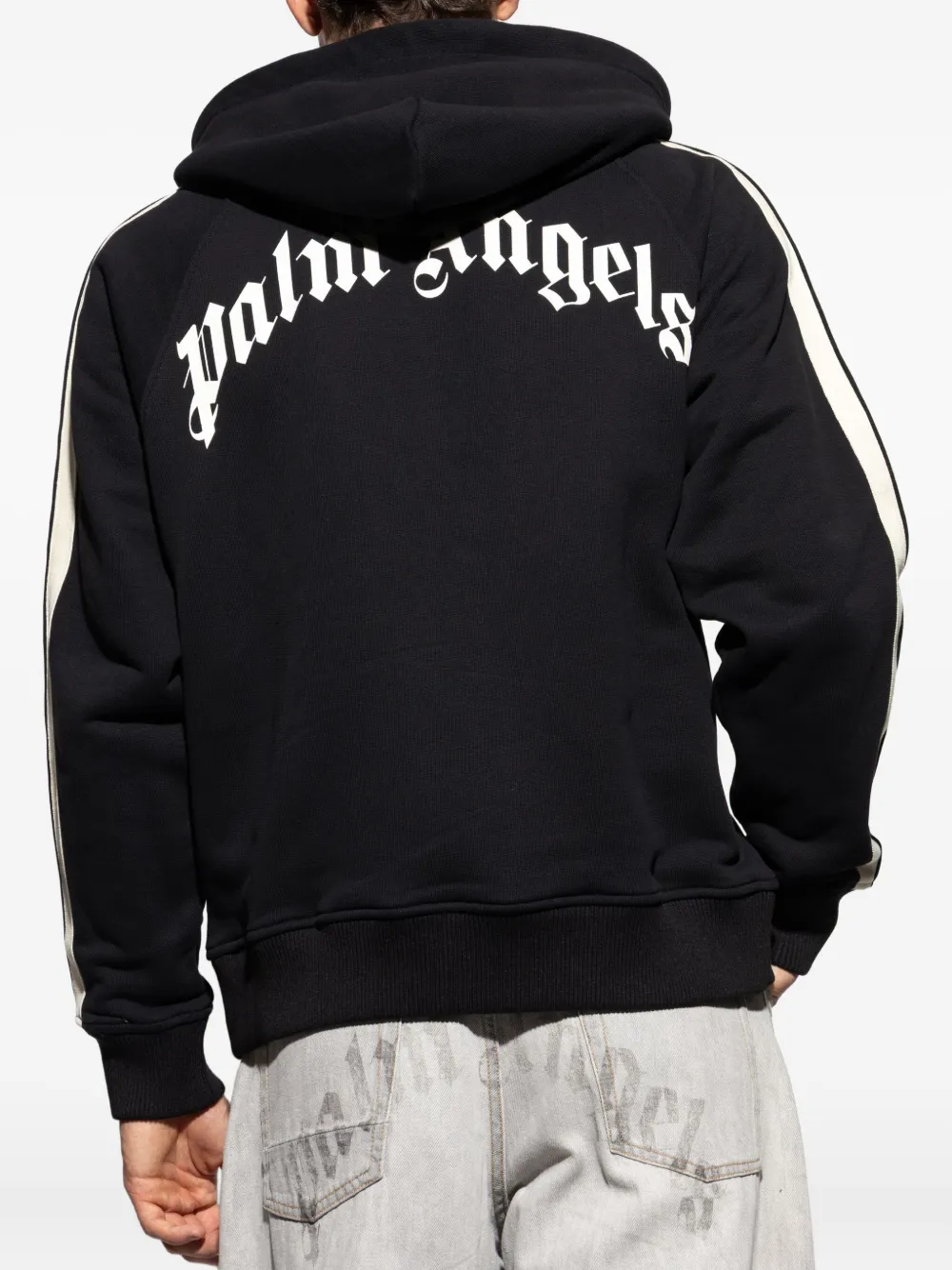 Palm Angels stripe-detail hooded sweatshirt Zwart