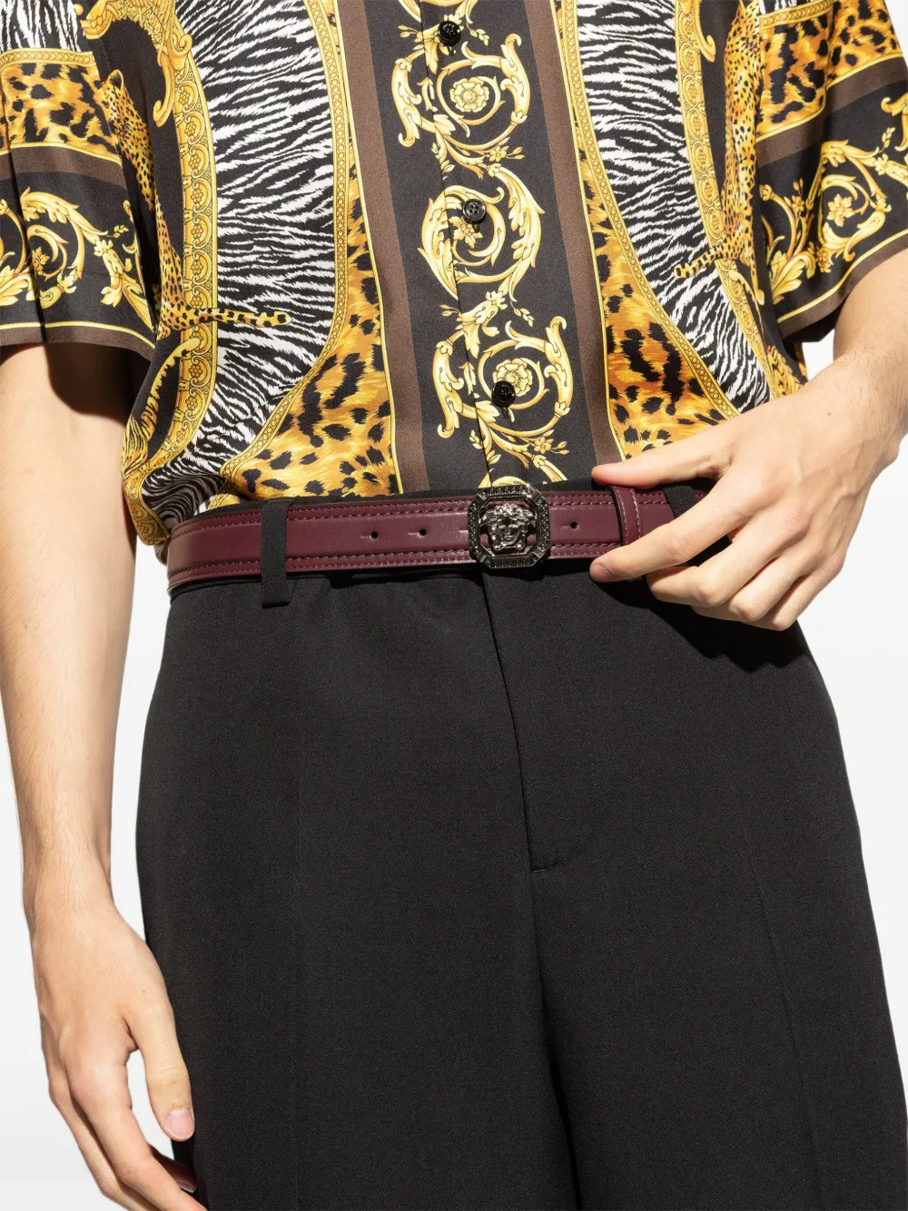 Versace Leren riem Rood