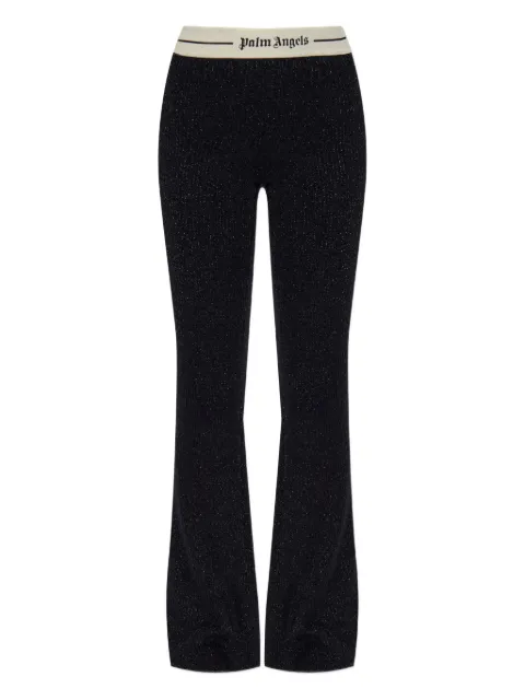 Palm Angels logo-waistband flared trousers