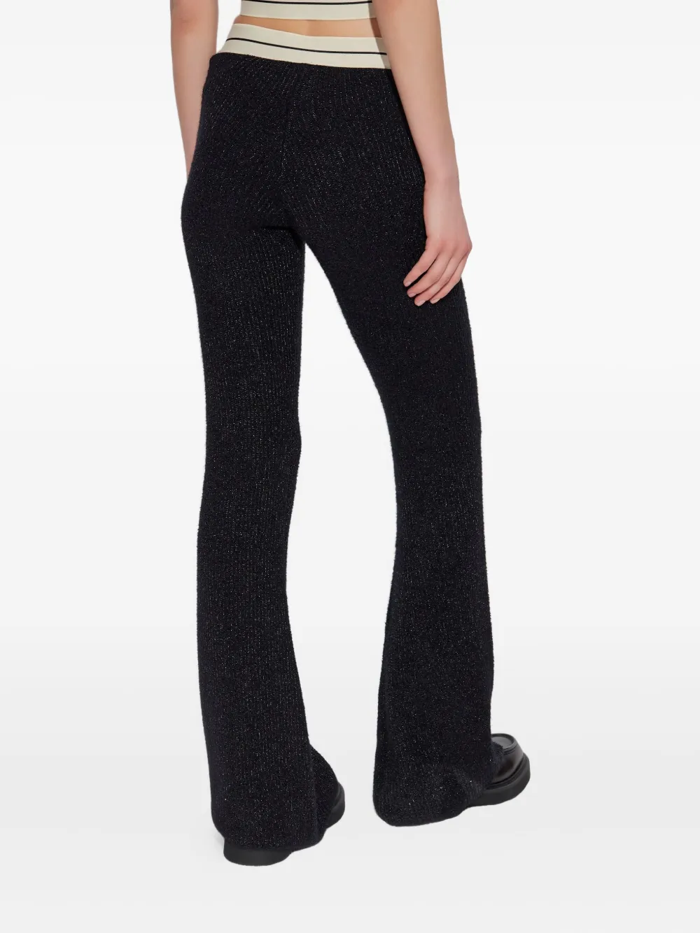 Palm Angels logo-waistband flared trousers Zwart