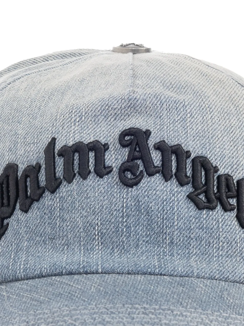 Palm Angels Logo-embroidered Denim Cap In Blue