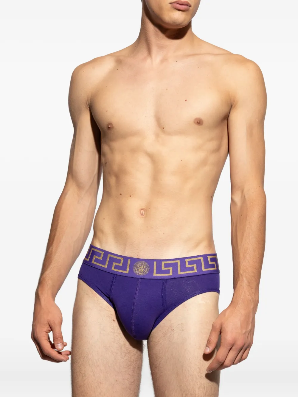 Versace Slip met Greca-detail Paars