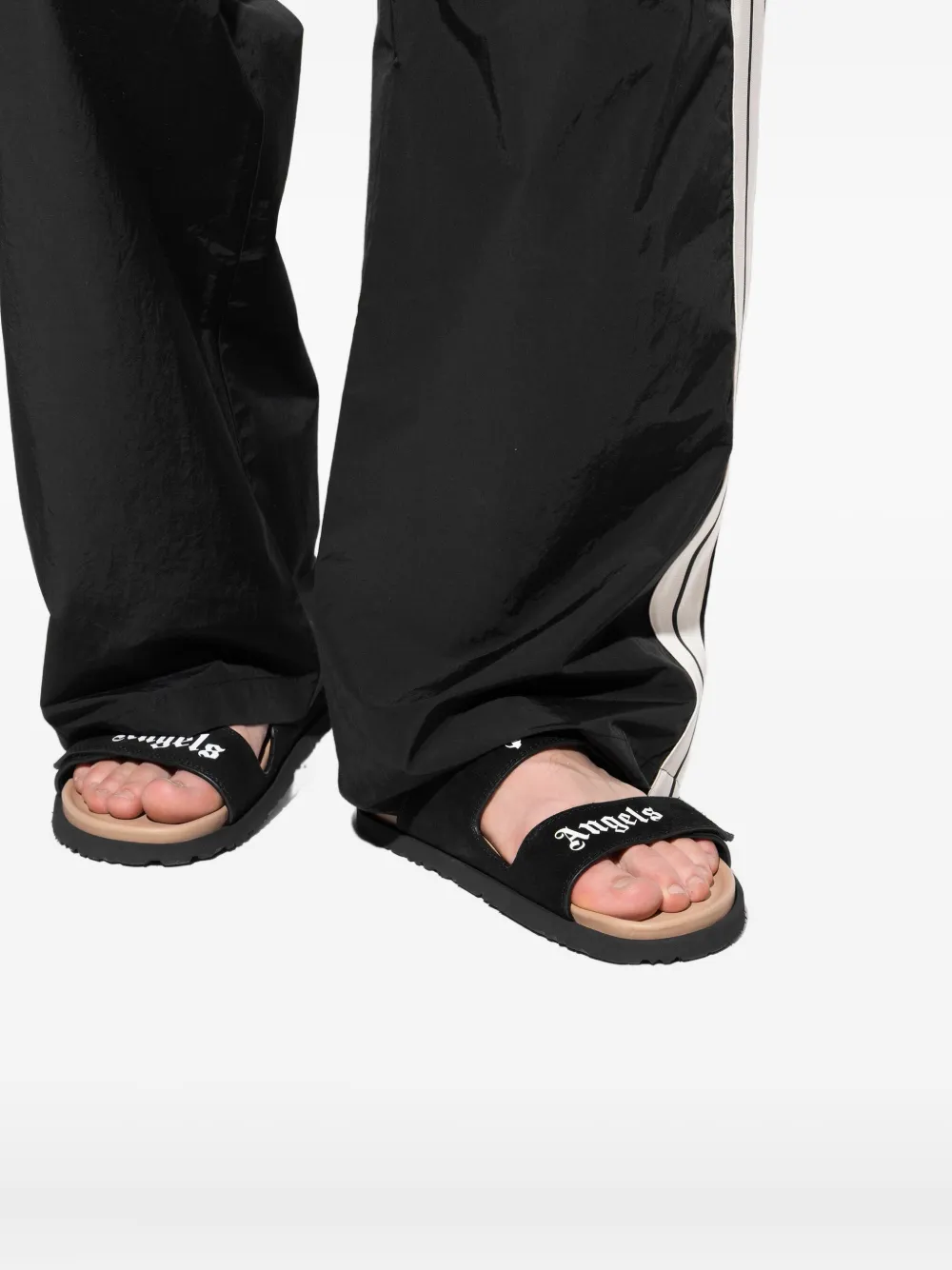 Palm Angels double-strap logo sandals Black