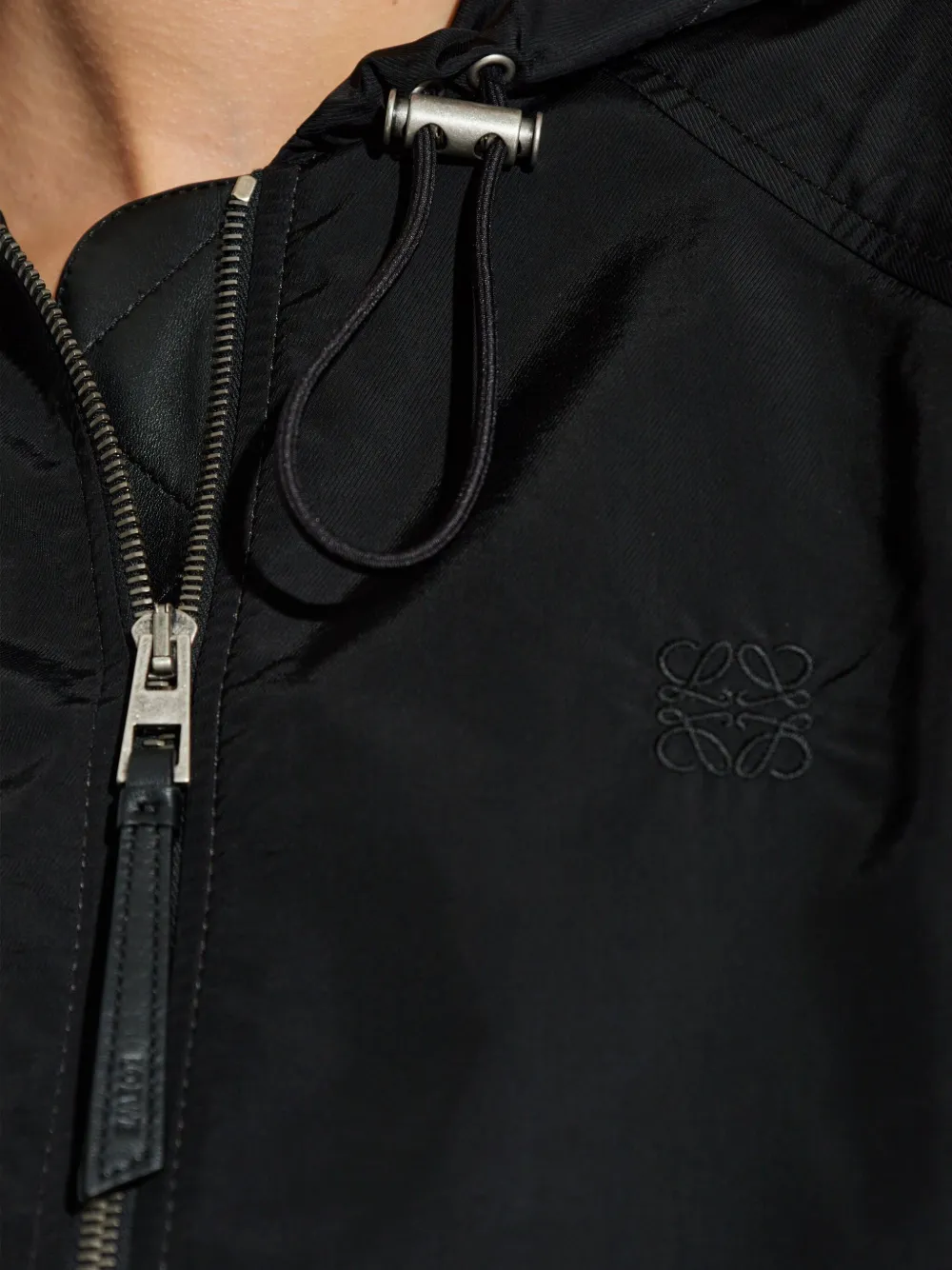 LOEWE hooded drawstring bomber jacket Zwart
