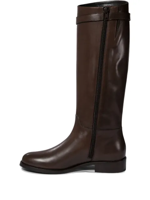 Maretto buckle-strap leather knee-high boots