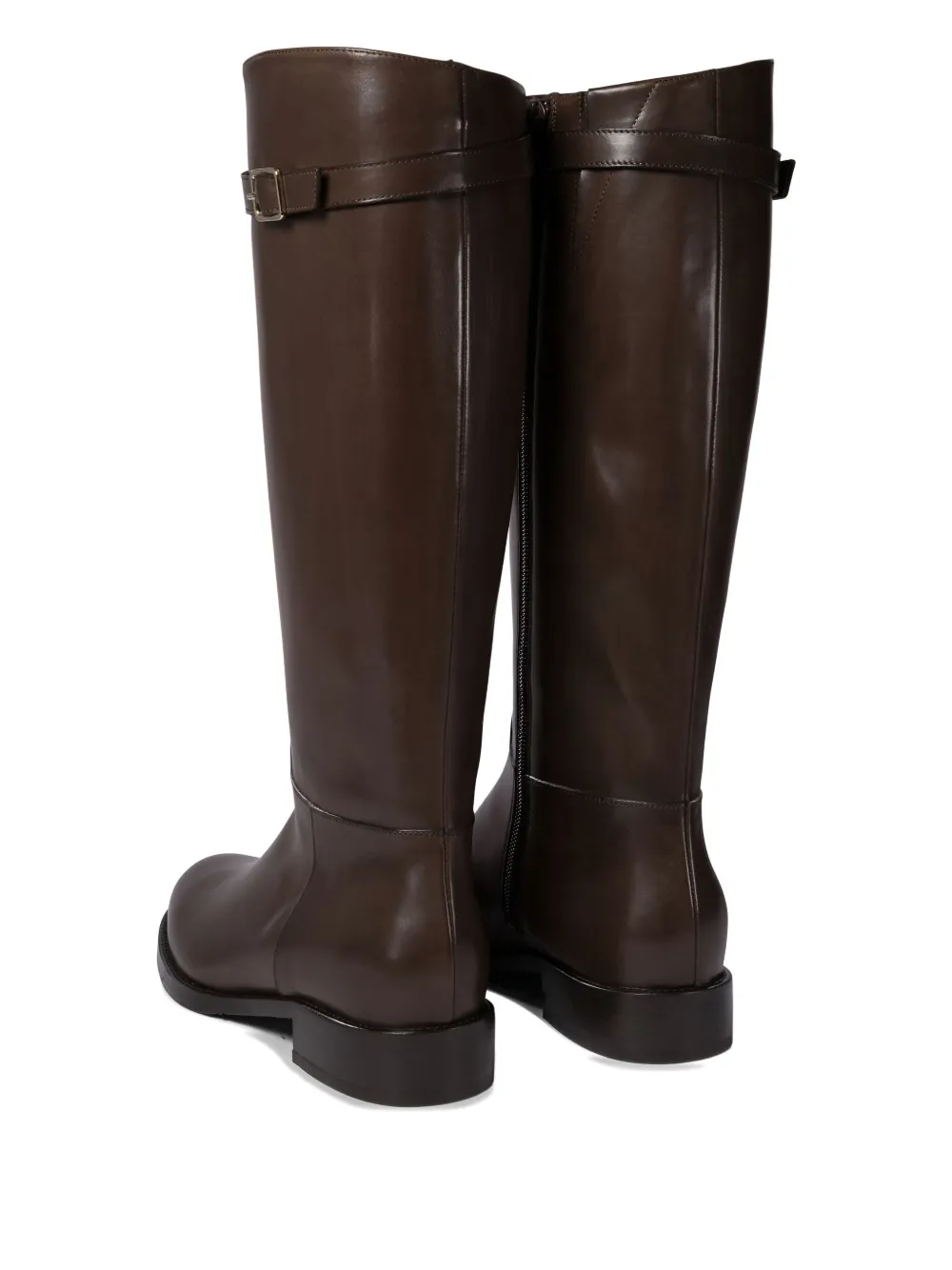 Maretto buckle-strap leather knee-high boots Brown