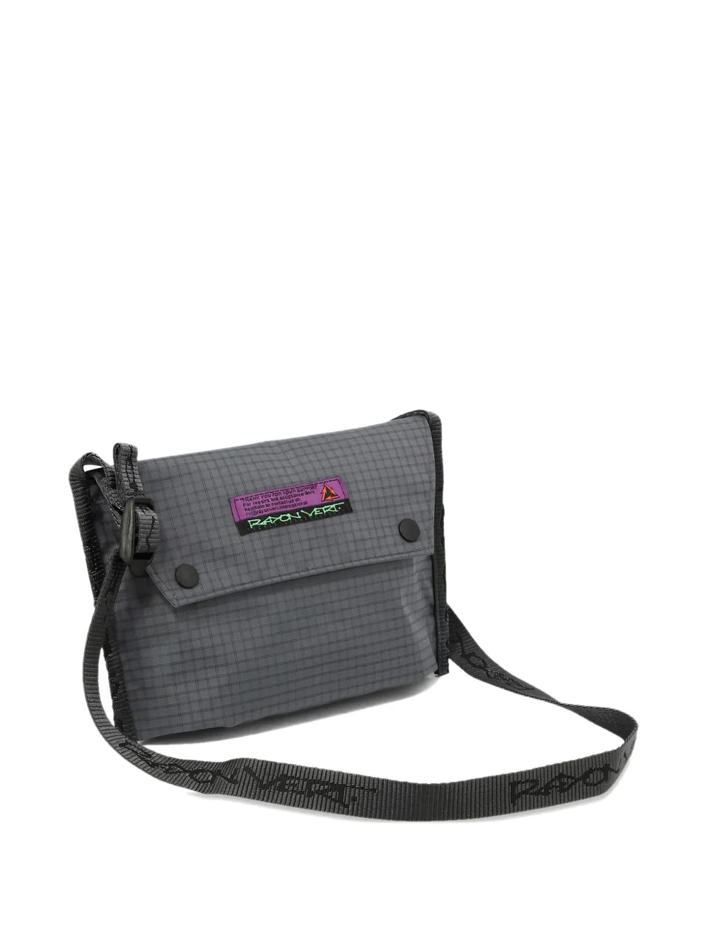 Rayon Vert small grid-pattern flap shoulder bag - Grijs