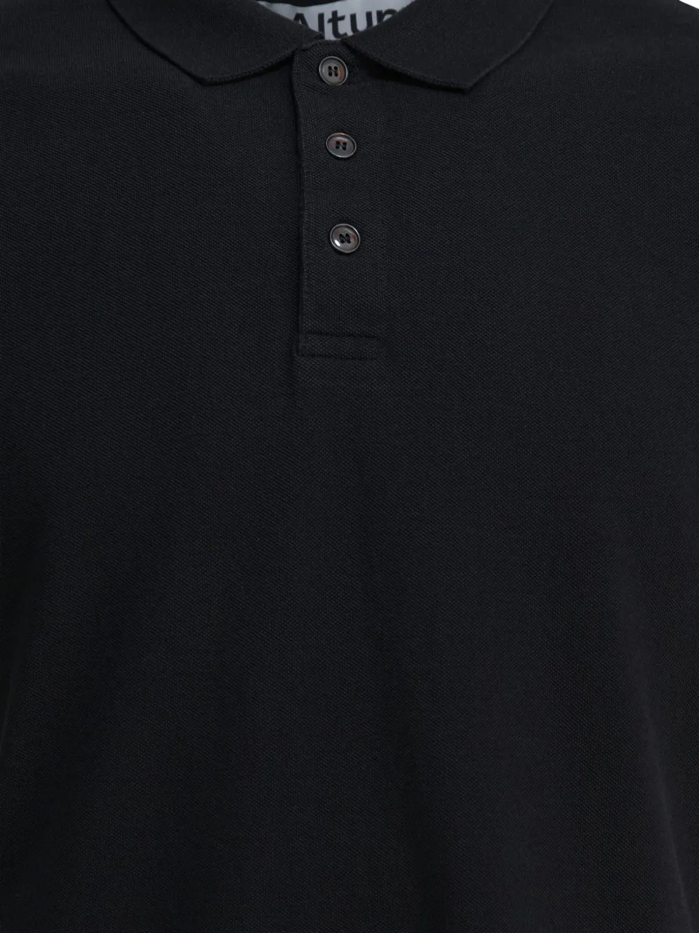 Altum Short-sleeve Buttoned Polo Shirt In Black