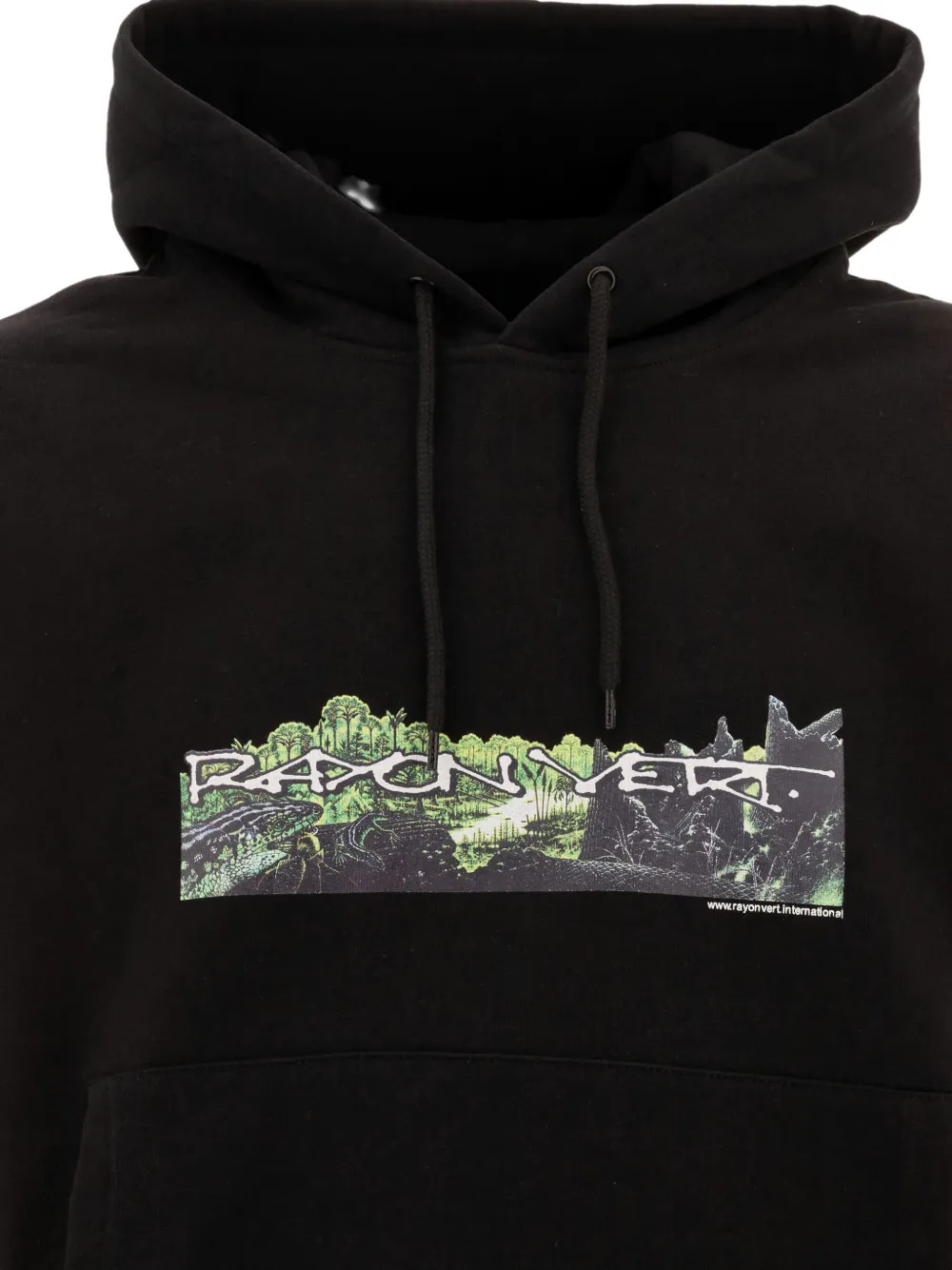 Rayon Vert Graphic-print Drawstring Hoodie In Black