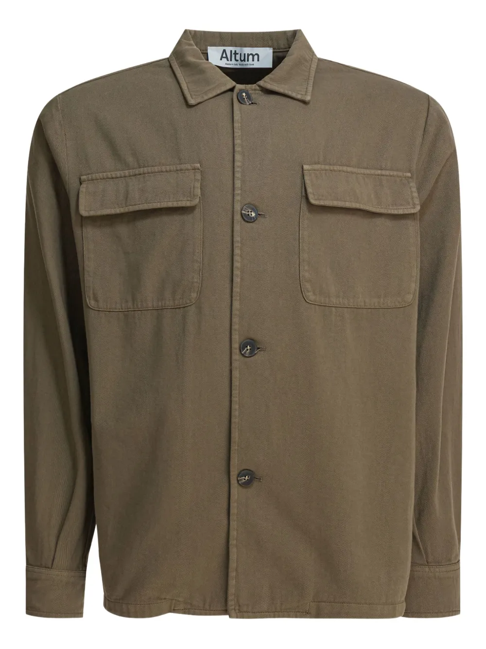 Altum Double-pocket Cotton Overshirt In Green