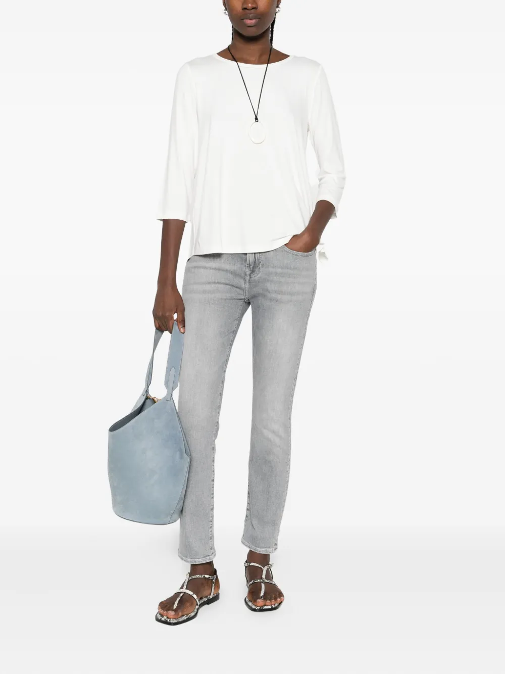 7 For All Mankind Relaxed Skinny Full Scale Trousers In Gray