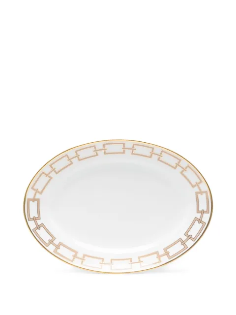 GINORI 1735 oval-frame gold-edged platter (34cm)