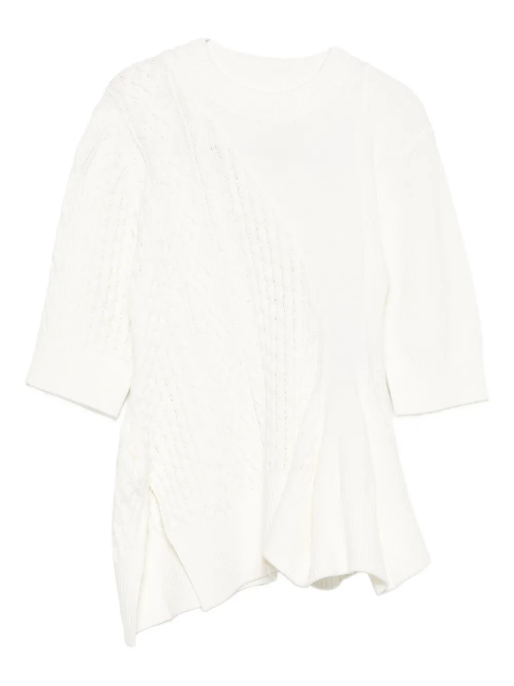 Sacai Cable-knit Flared Top In White