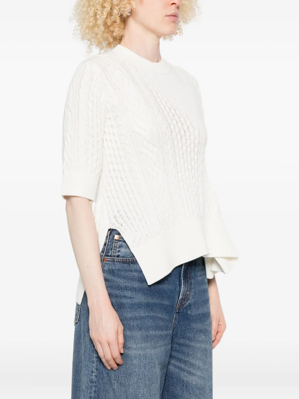 sacai cable-knit flared top Wit