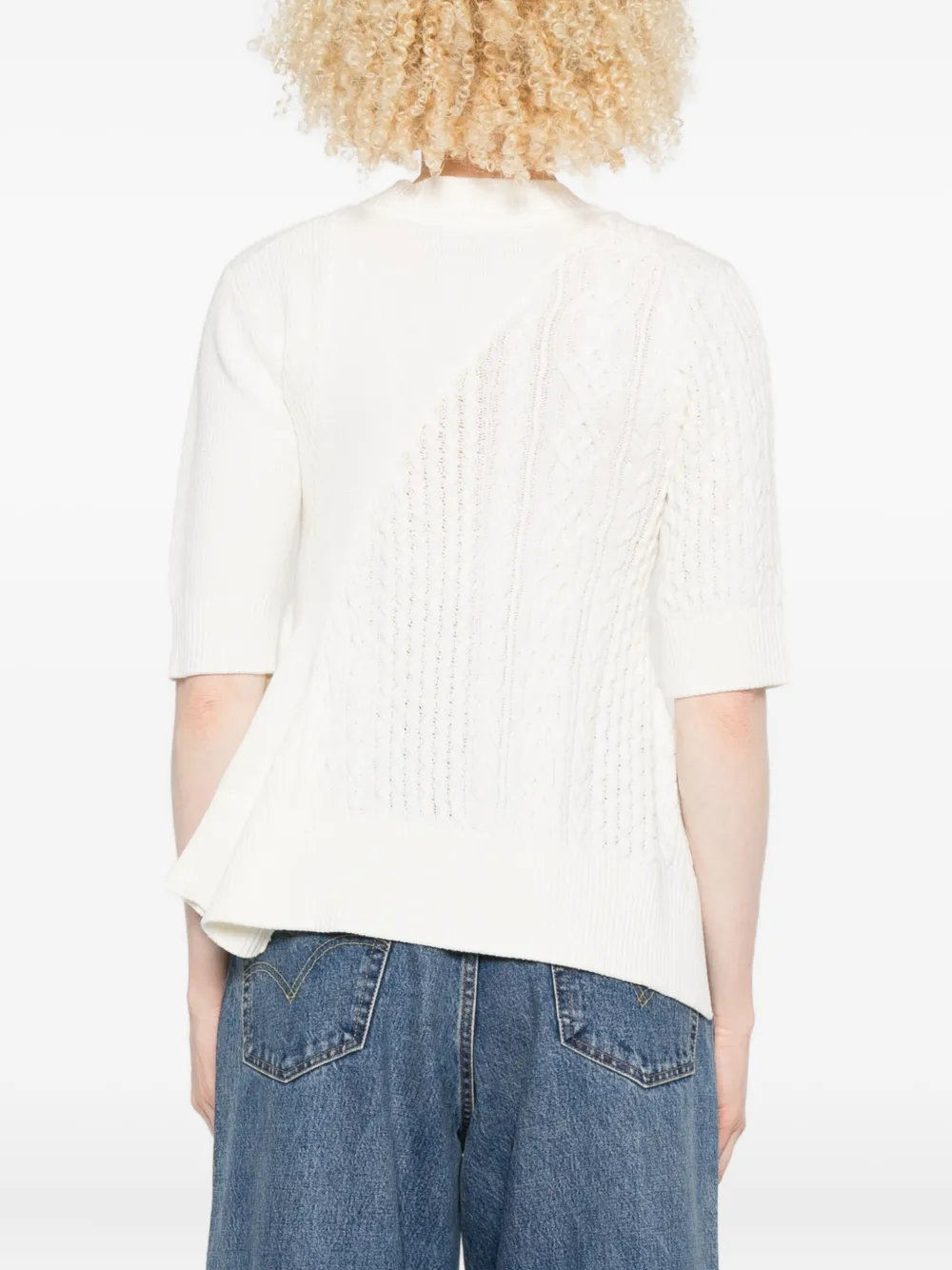 sacai cable-knit flared top Wit