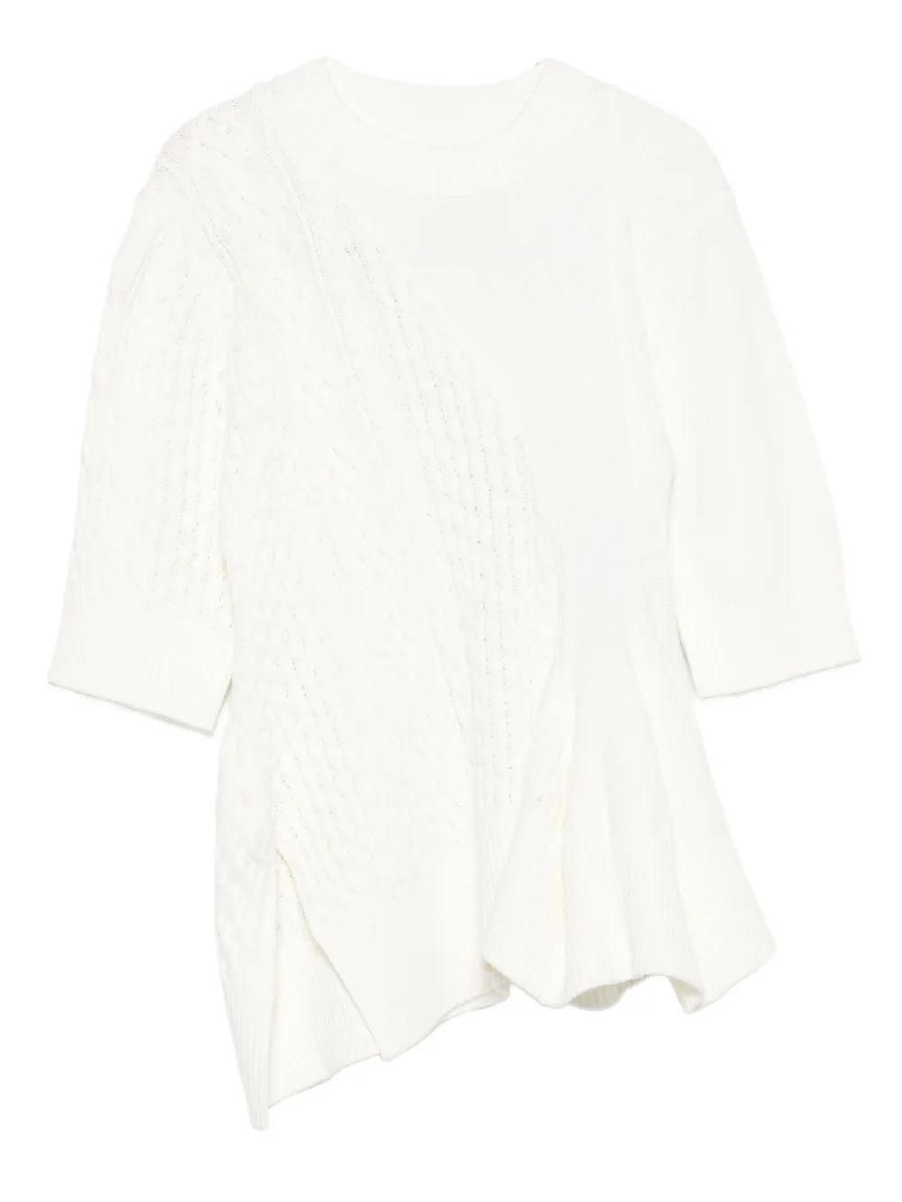 Sacai cable-knit flared top Wit
