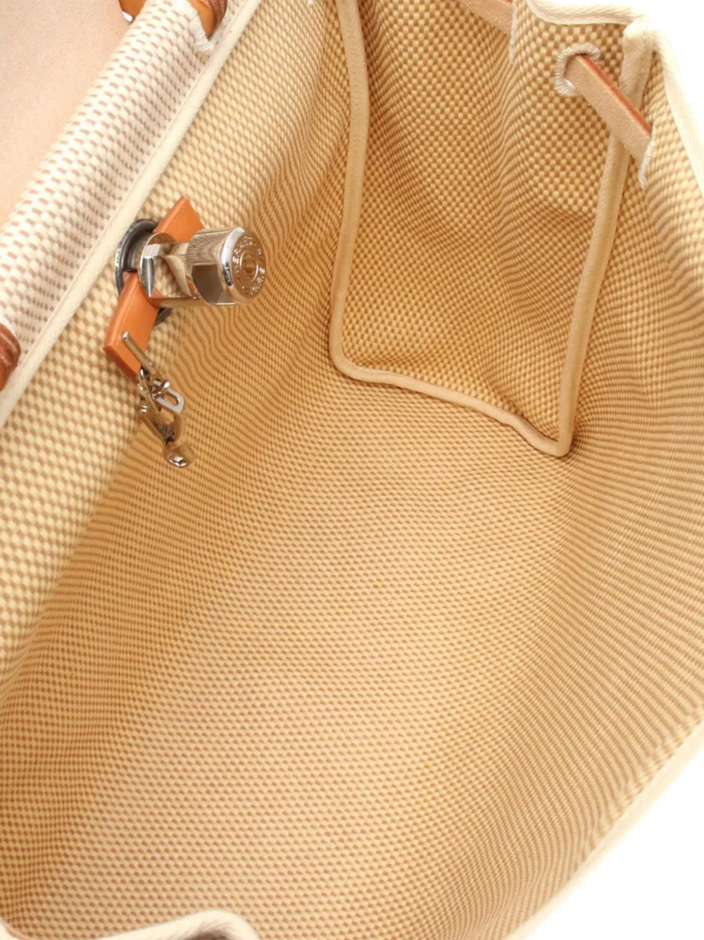 Pre-owned Hermes 2003 Toile Herbag Mm Satchel In Brown