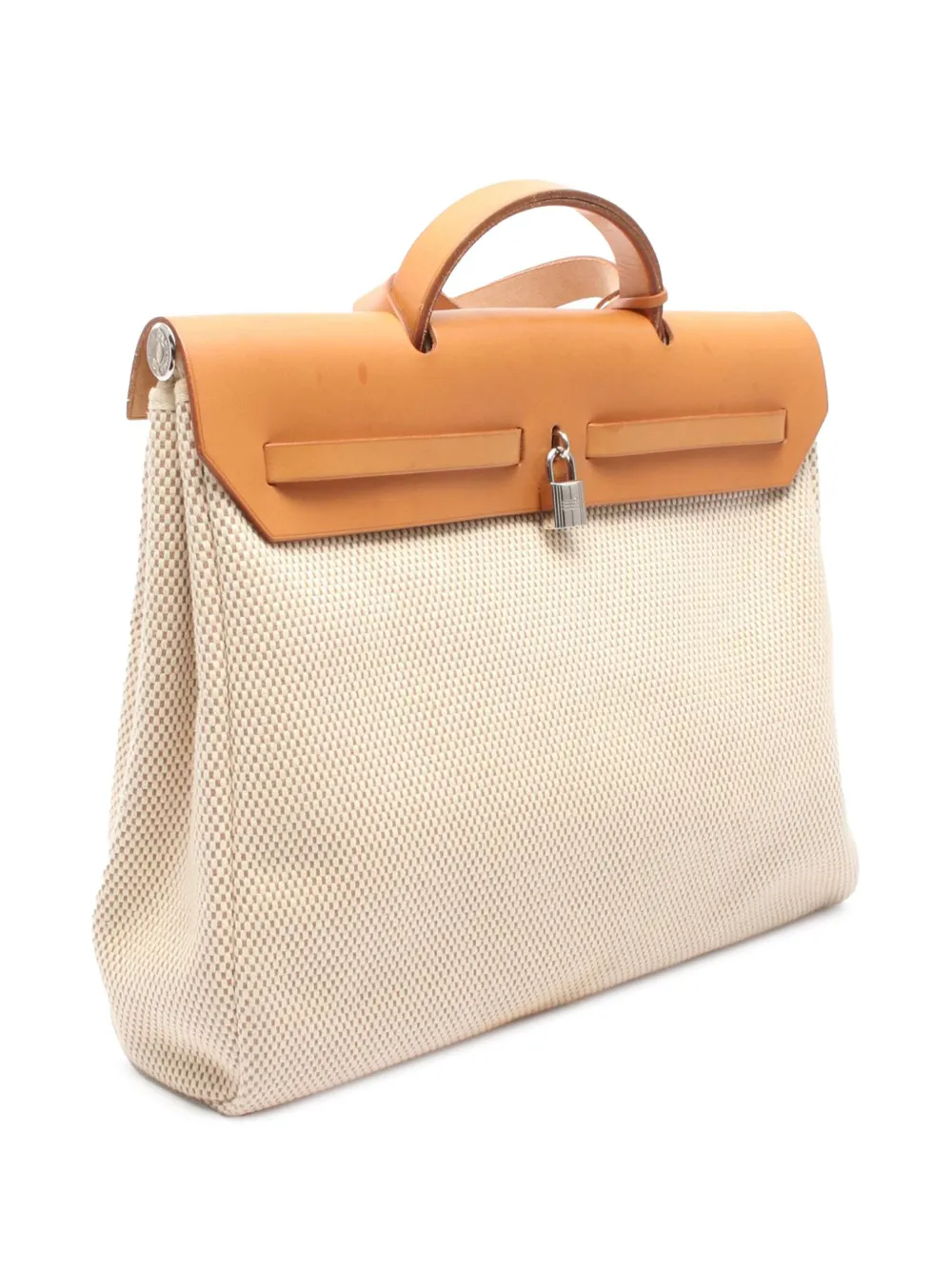 Pre-owned Hermes 2003 Toile Herbag Mm Satchel In Brown
