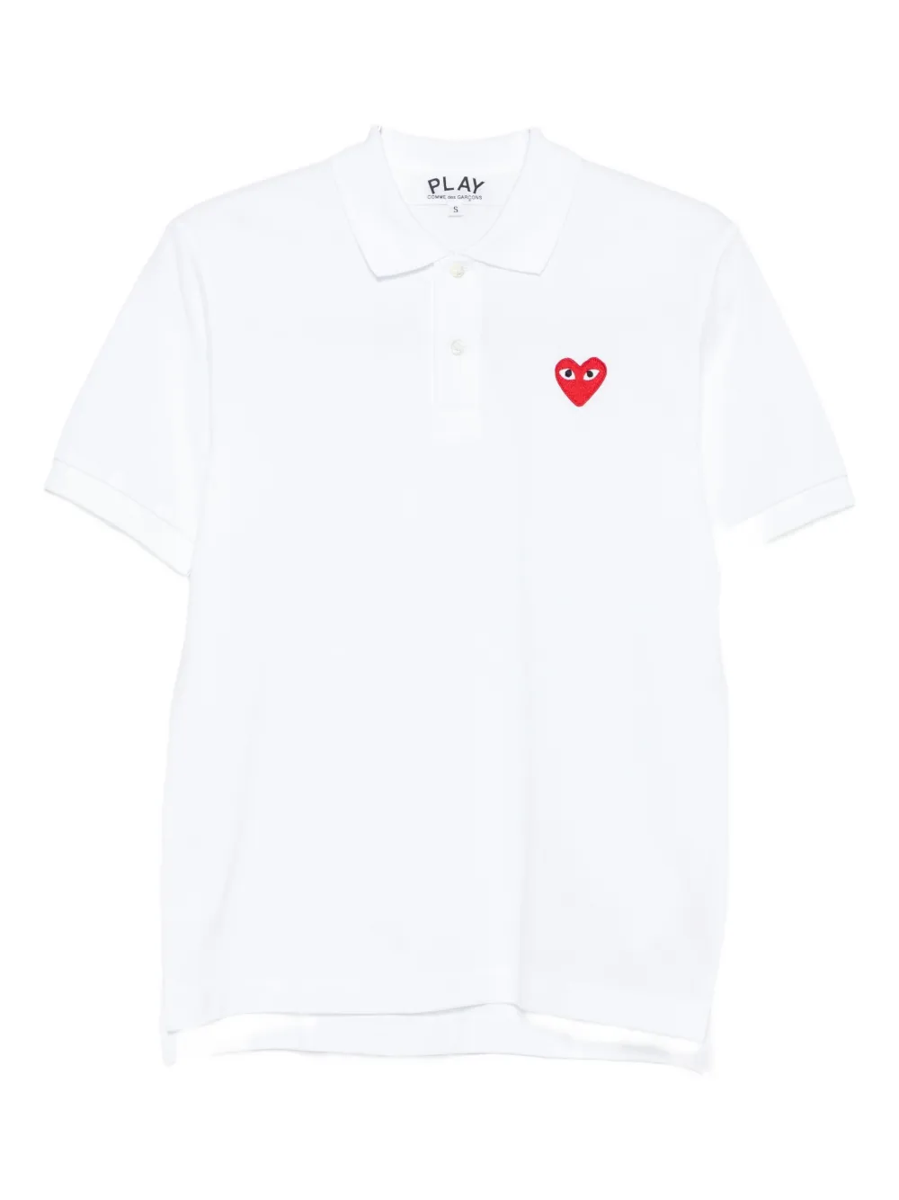Comme Des Garçons Play Heart-patch Polo Shirt In White