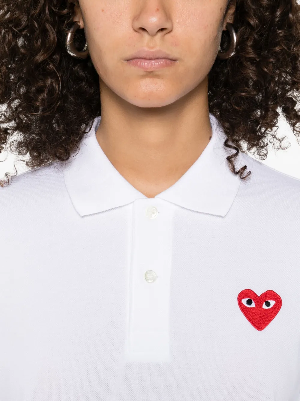 Comme Des Garçons Play heart-patch polo shirt Wit