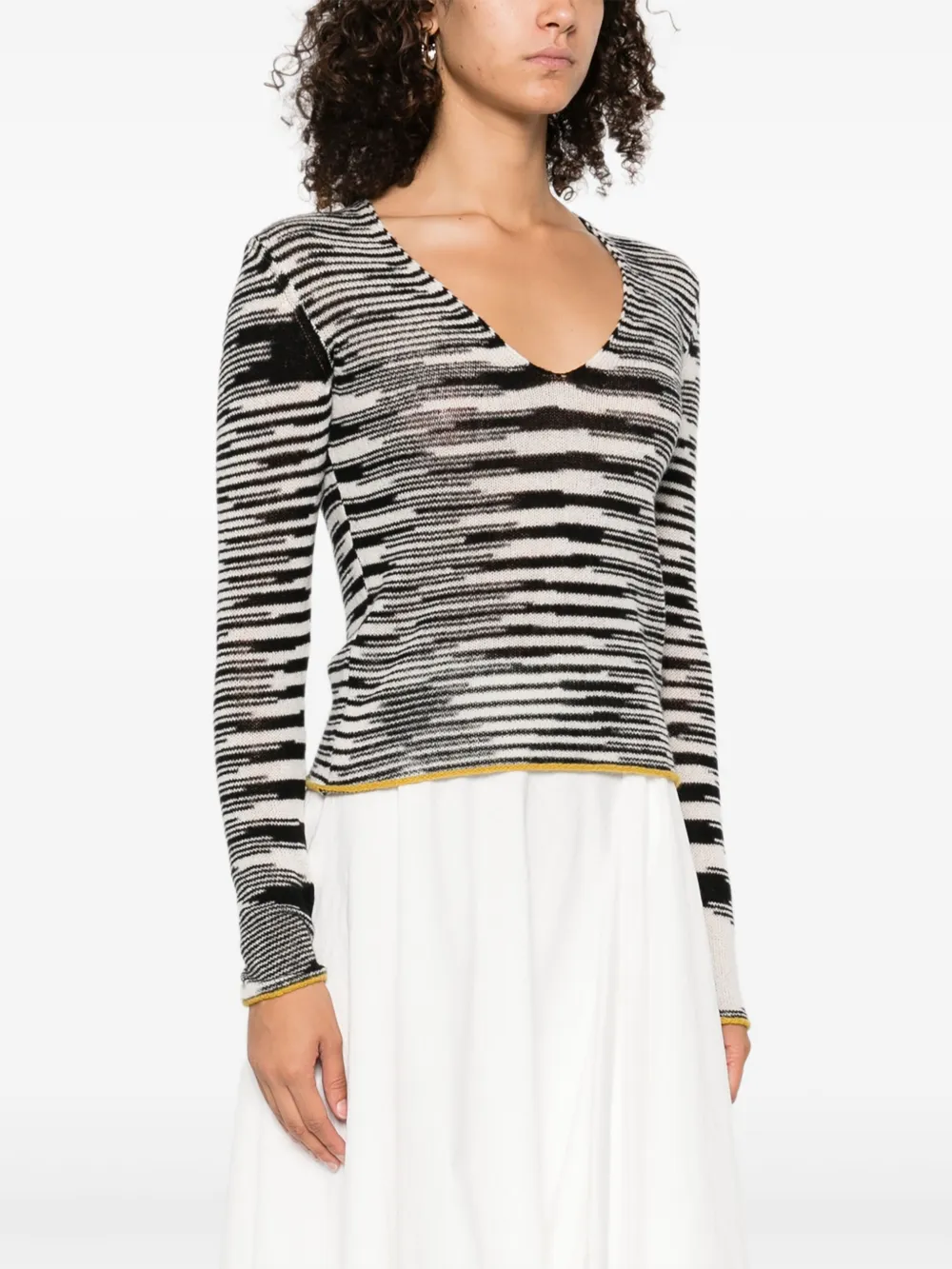 Missoni striped-pattern V-neck sweater Zwart