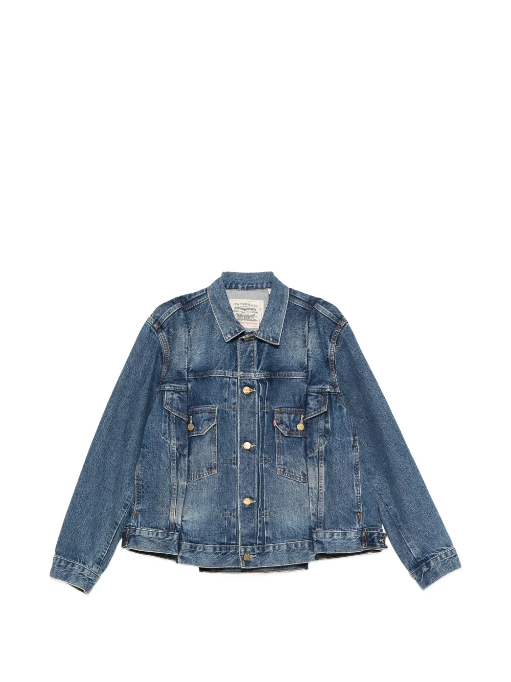 sacai buttoned denim jacket - Blu