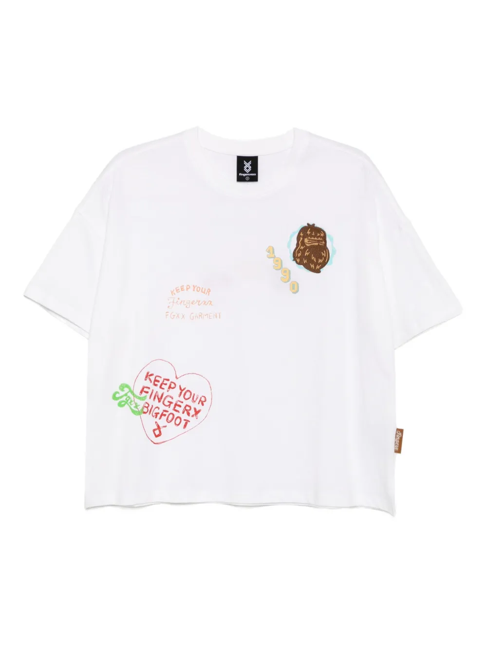 FINGERCROXX logo-embroidered T-shirt | White | Image 1