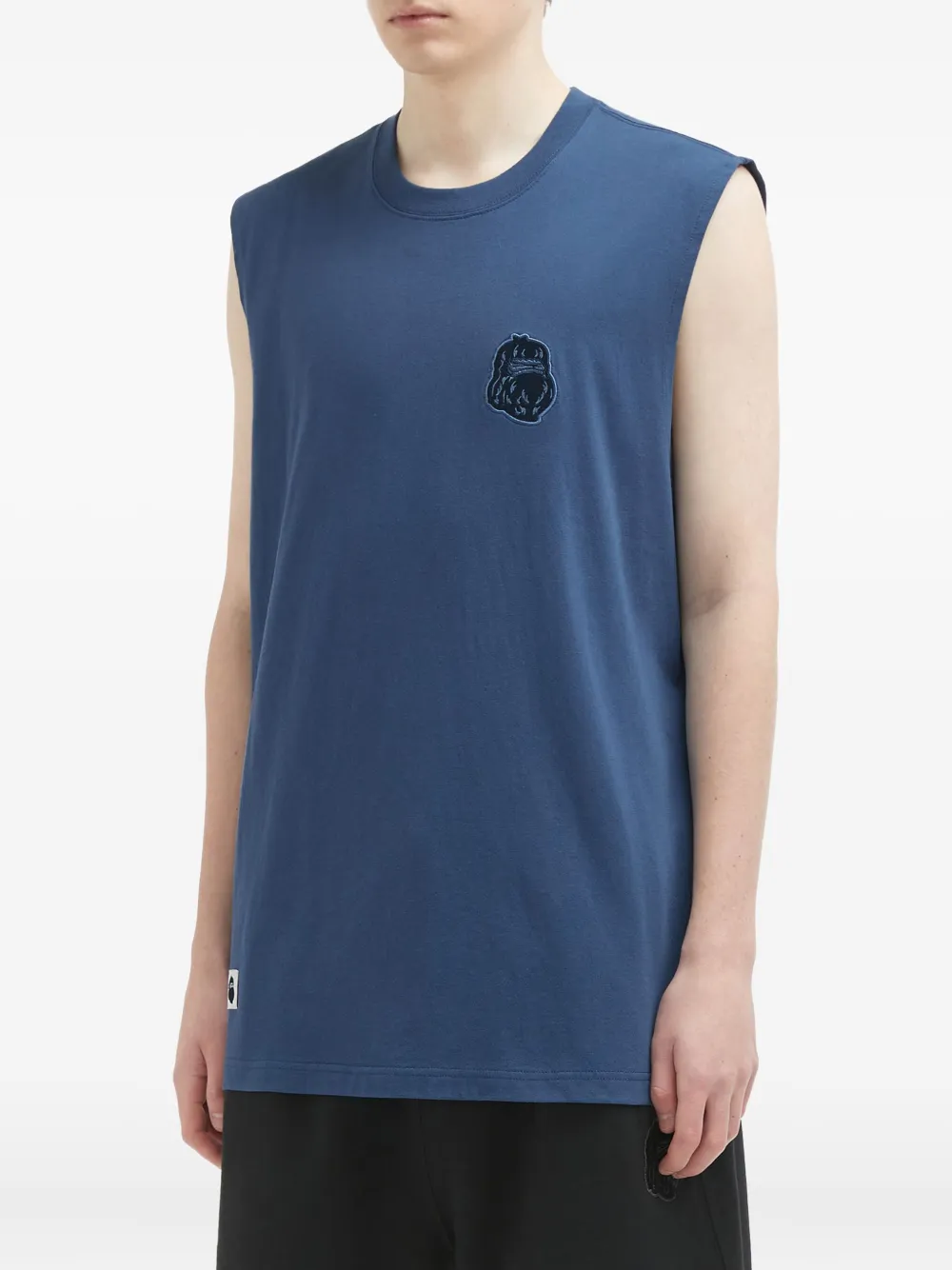 Fingercroxx Embroidered Sleeveless Vest In Blue