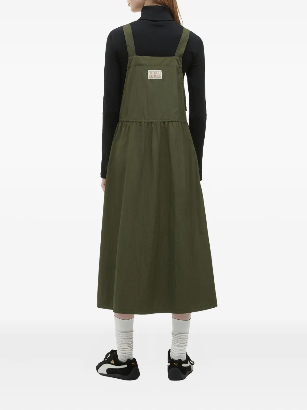 FINGERCROXX Mouwloze midi-jurk met zak Groen