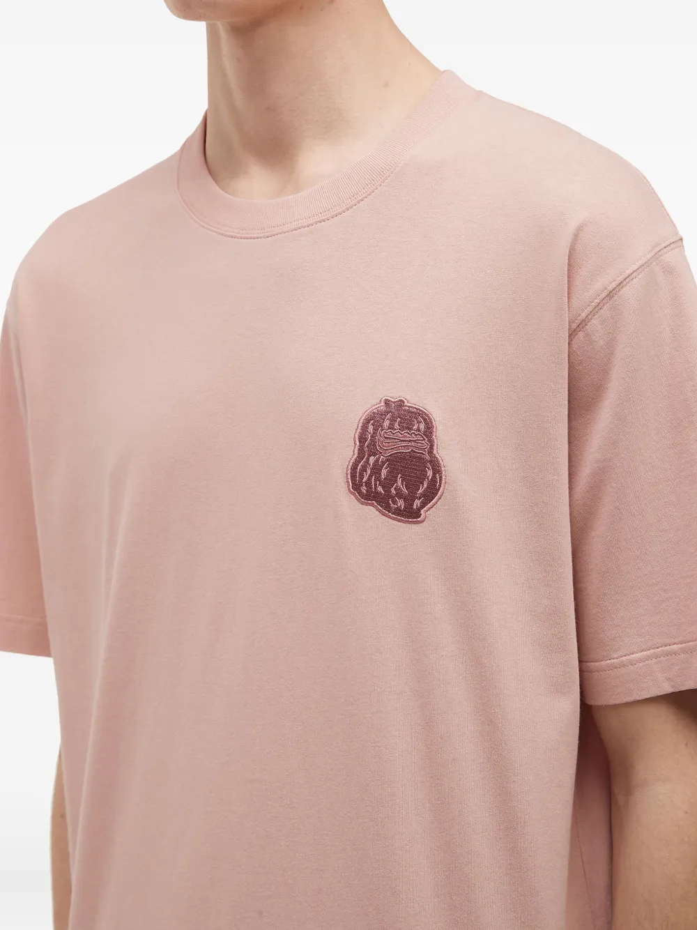 Fingercroxx Embroidered-patch T-shirt In Pink