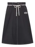 FINGERCROXX logo-patch midi skirt - Grey