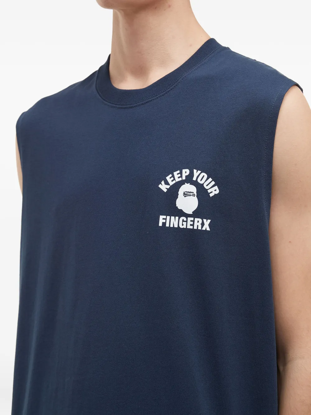 Fingercroxx Graphic-print Sleeveless Vest In Blue