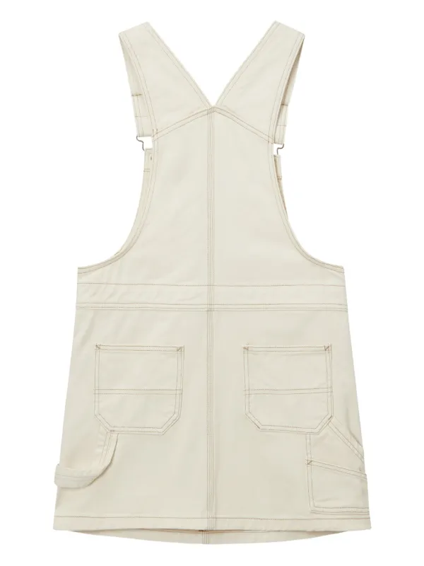 FINGERCROXX heart-detail Pinafore Denim Mini Dress | White | FARFETCH
