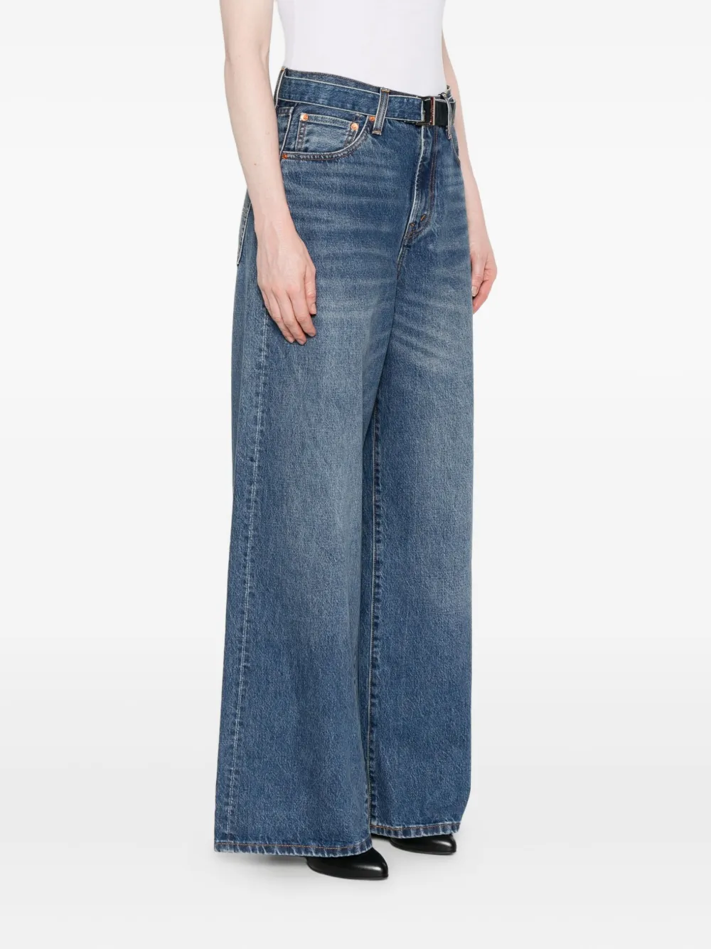sacai belted straight-leg jeans Blauw