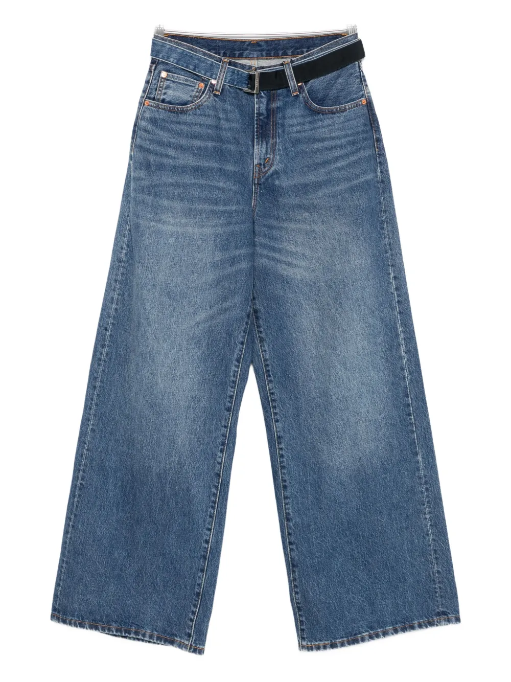 Sacai belted straight-leg jeans Blauw