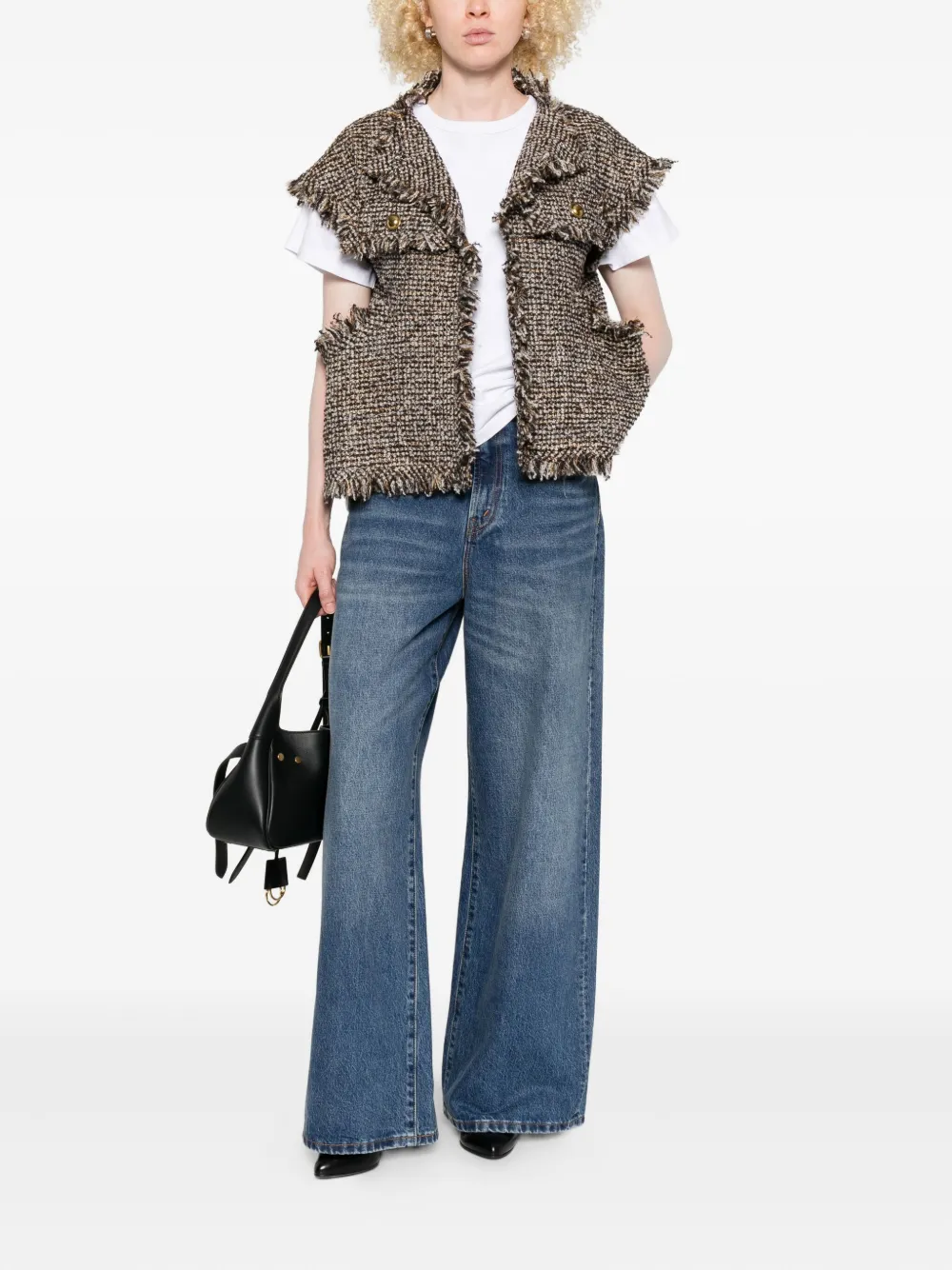 sacai belted straight-leg jeans Blauw