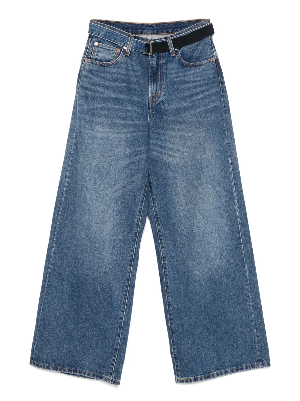 sacai belted straight-leg jeans Blauw