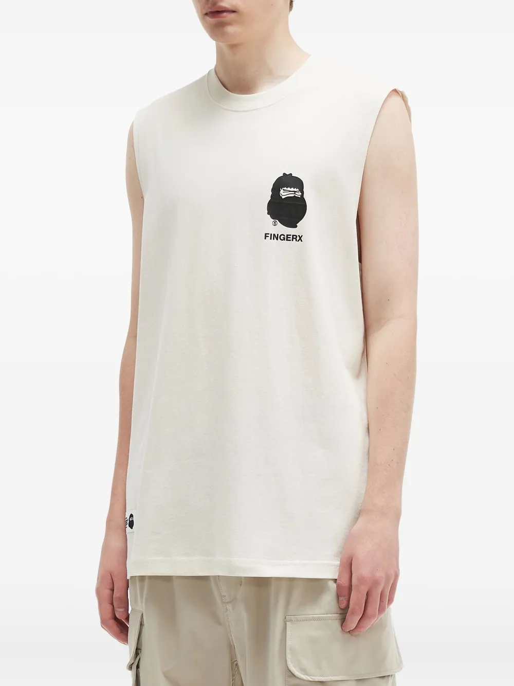 Fingercroxx Graphic-print Cotton Vest In Neutral