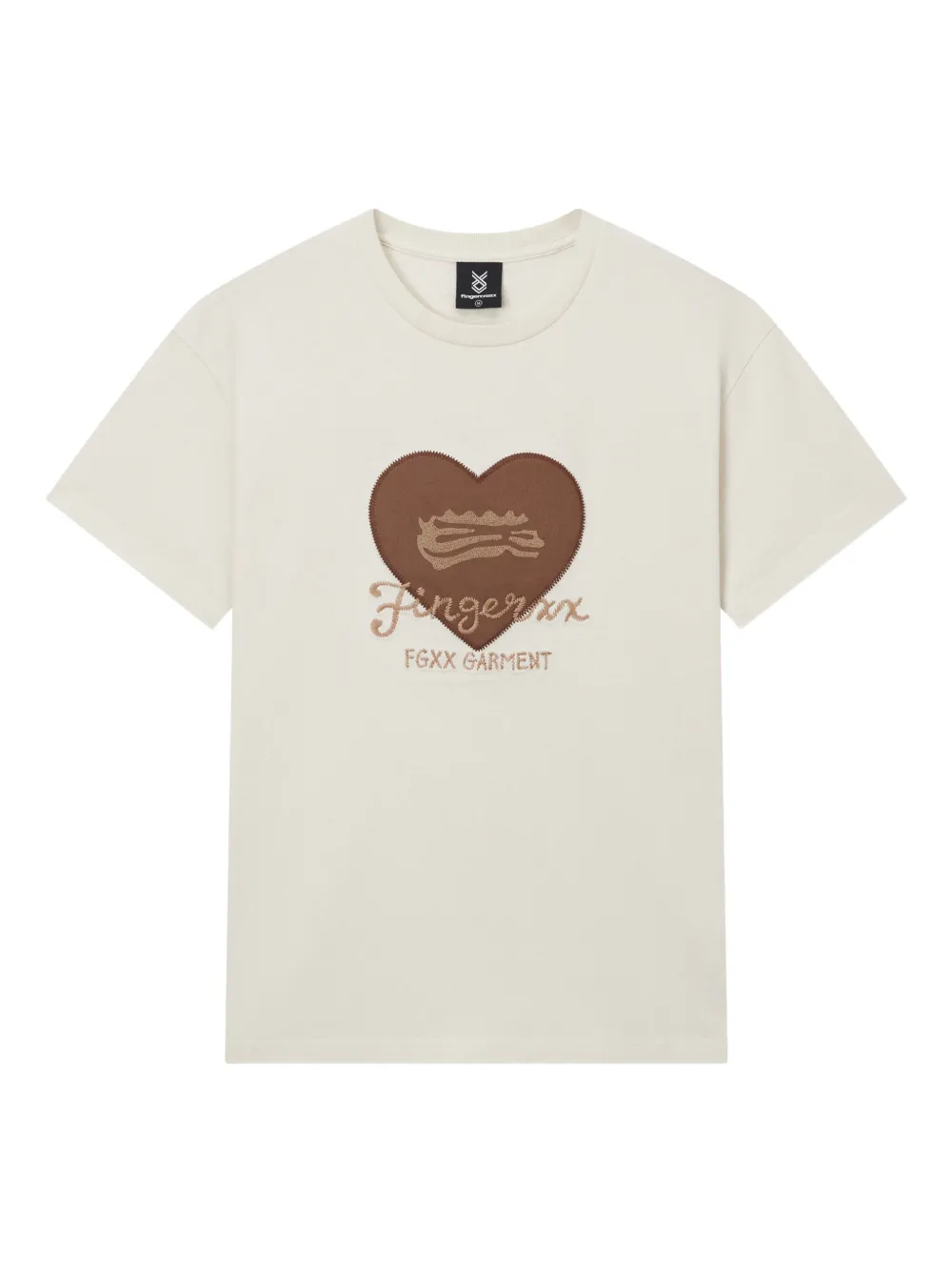 FINGERCROXX heart-embroidered cotton T-shirt | Neutrals | Image 1