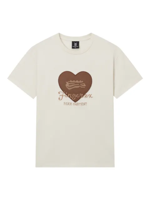 FINGERCROXX heart-embroidered cotton T-shirt