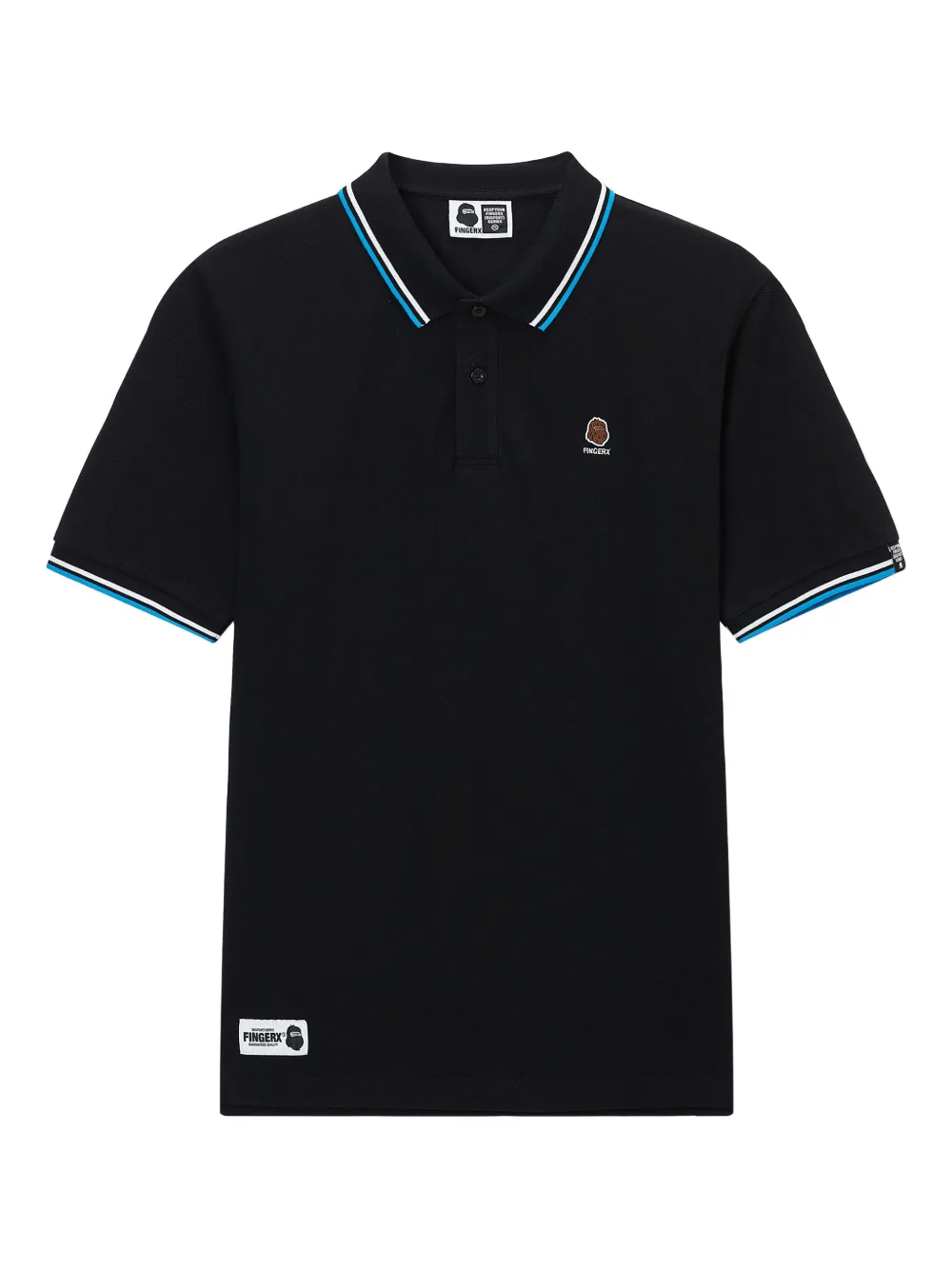 FINGERCROXX embroidered tipped polo shirt | Black | Image 1