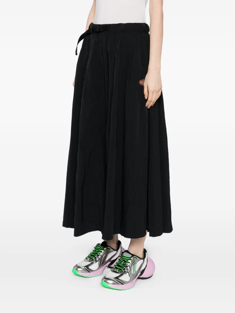 Fingercroxx Belted Midi Skirt In Black