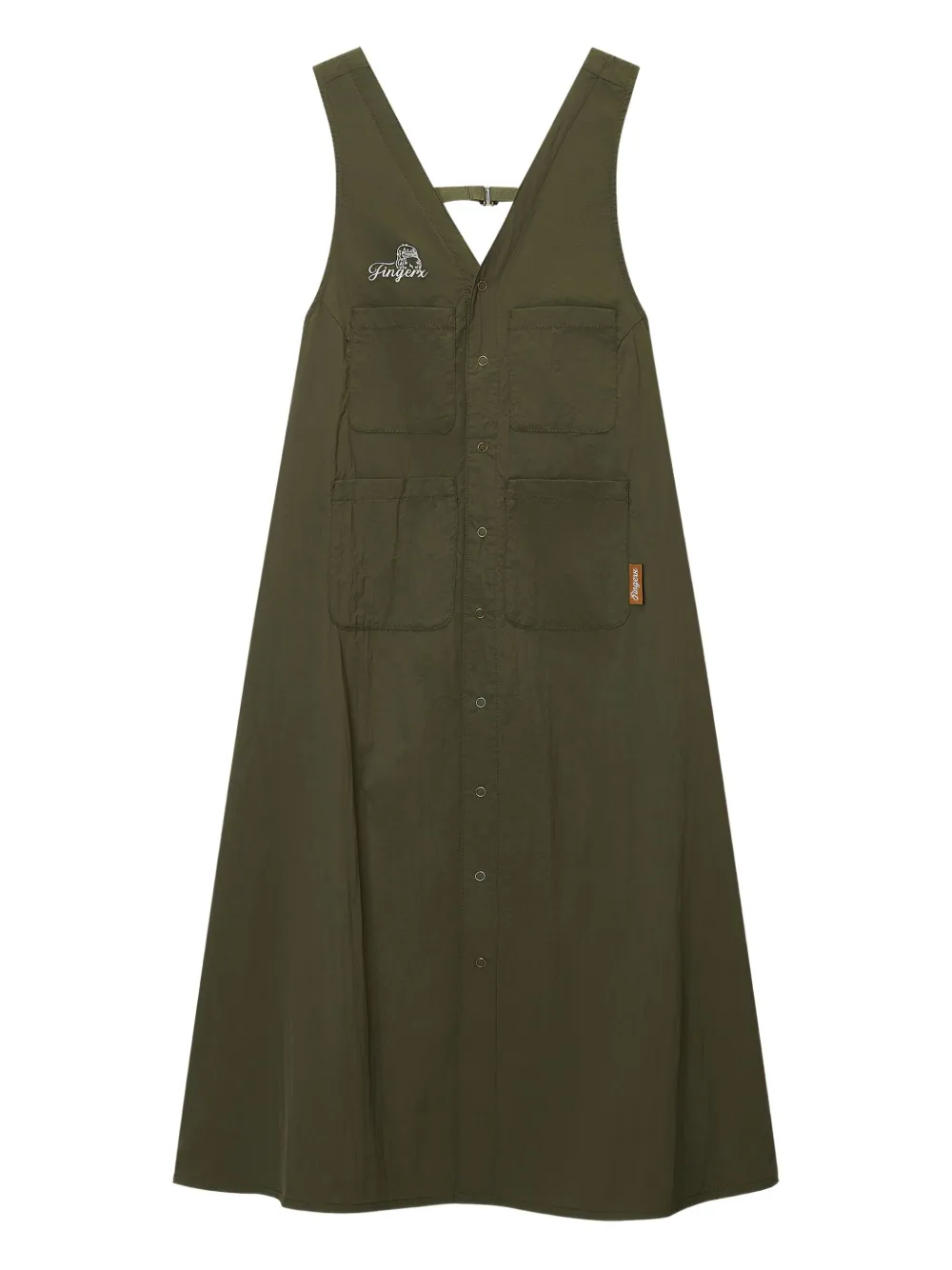 FINGERCROXX button-front pocket midi dress | Green | Image 1