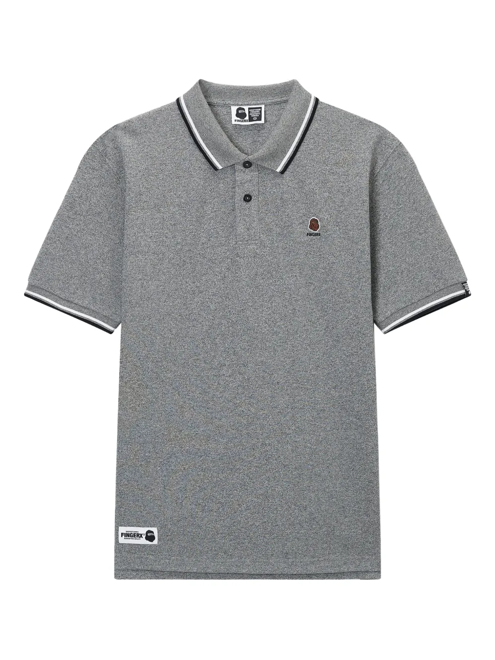 FINGERCROXX embroidered tipped polo shirt | Grey | Image 1