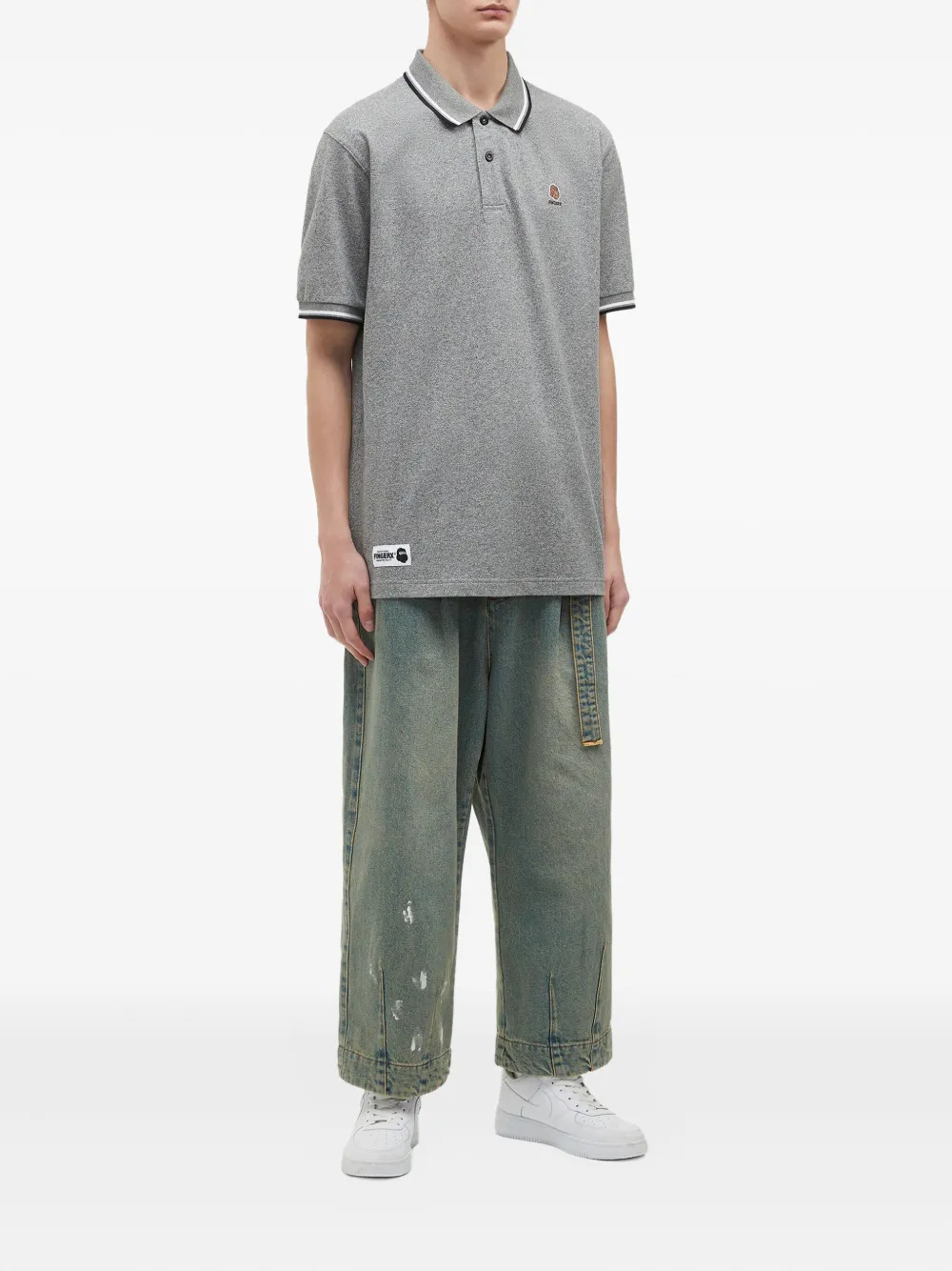 FINGERCROXX embroidered tipped polo shirt | Image 2